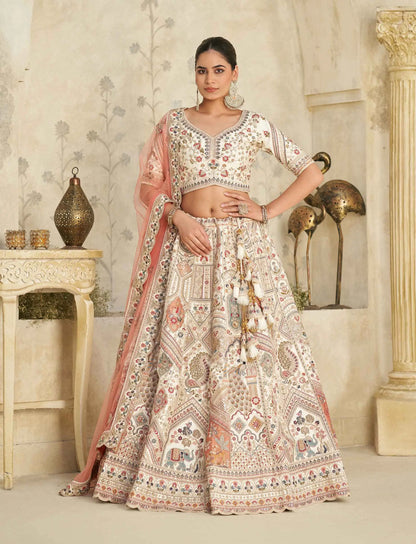 Cream Lehenga With Intricate Royal Embroidery Motifs
