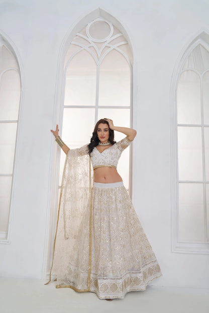 Pearl White Embroidered Lehenga Choli