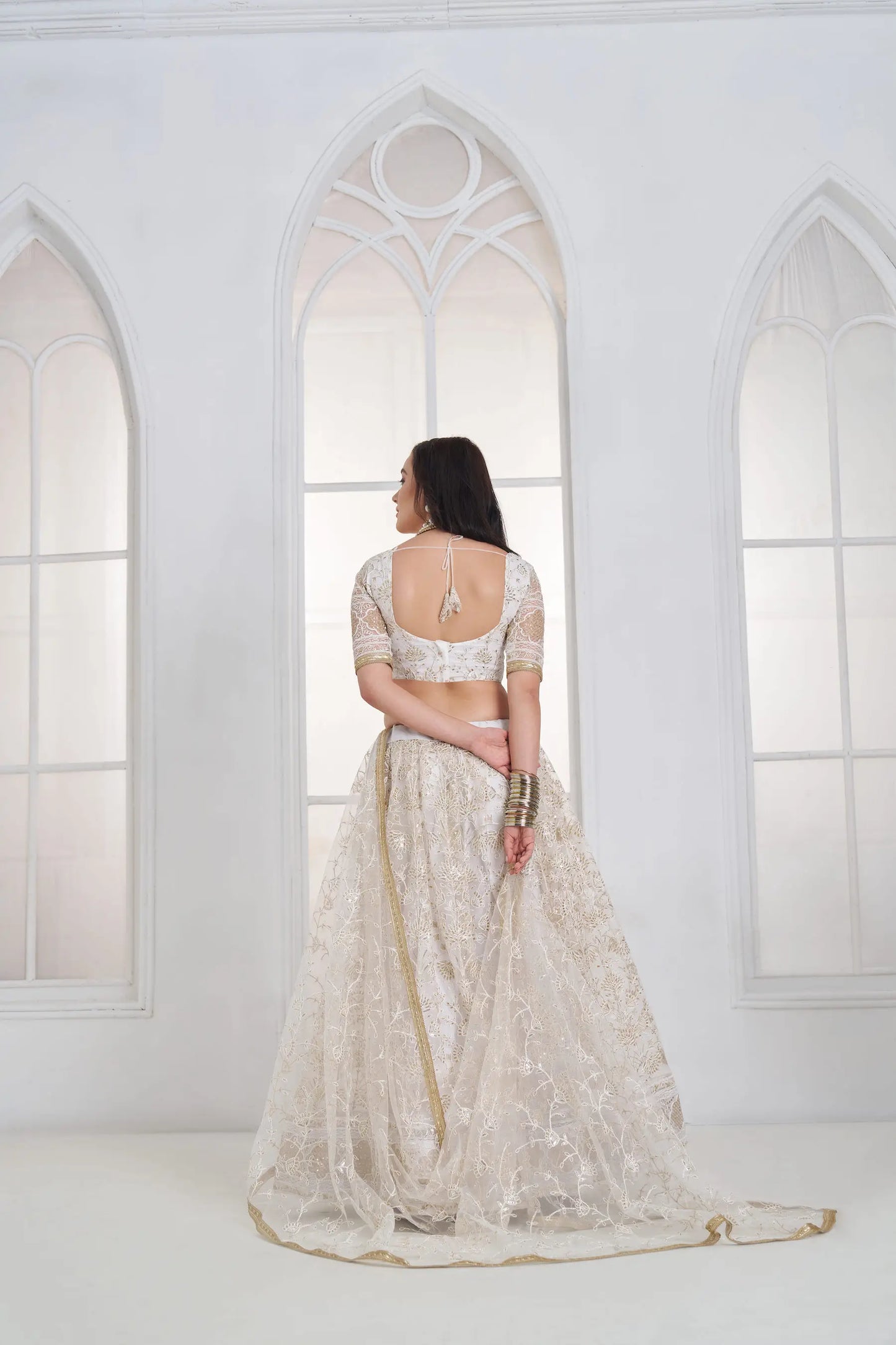 Pearl White Embroidered Lehenga Choli