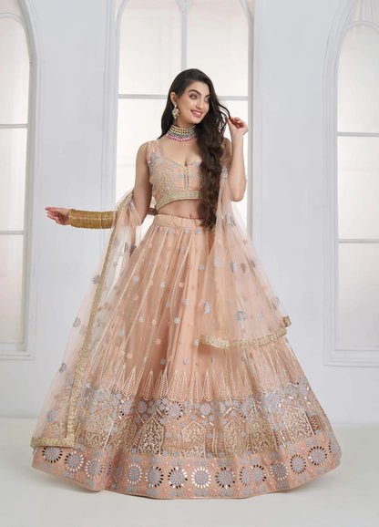 Blush Peach Embroidered Lehenga Choli