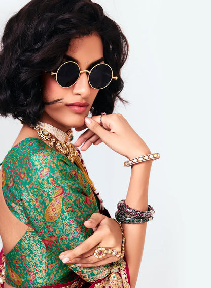 Scarlet Red Embroidered Party Wear Saree