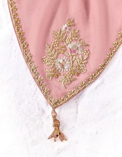 Blush Pink Tissue Silk Embroidered Saree