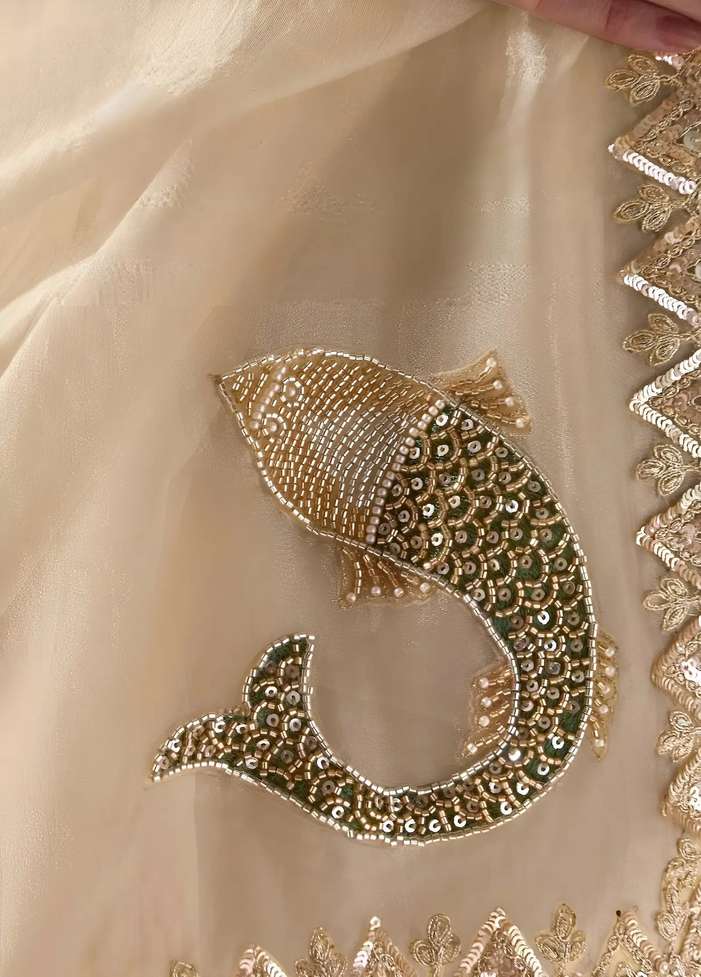 Champagne Soft Silk Embroidered Saree