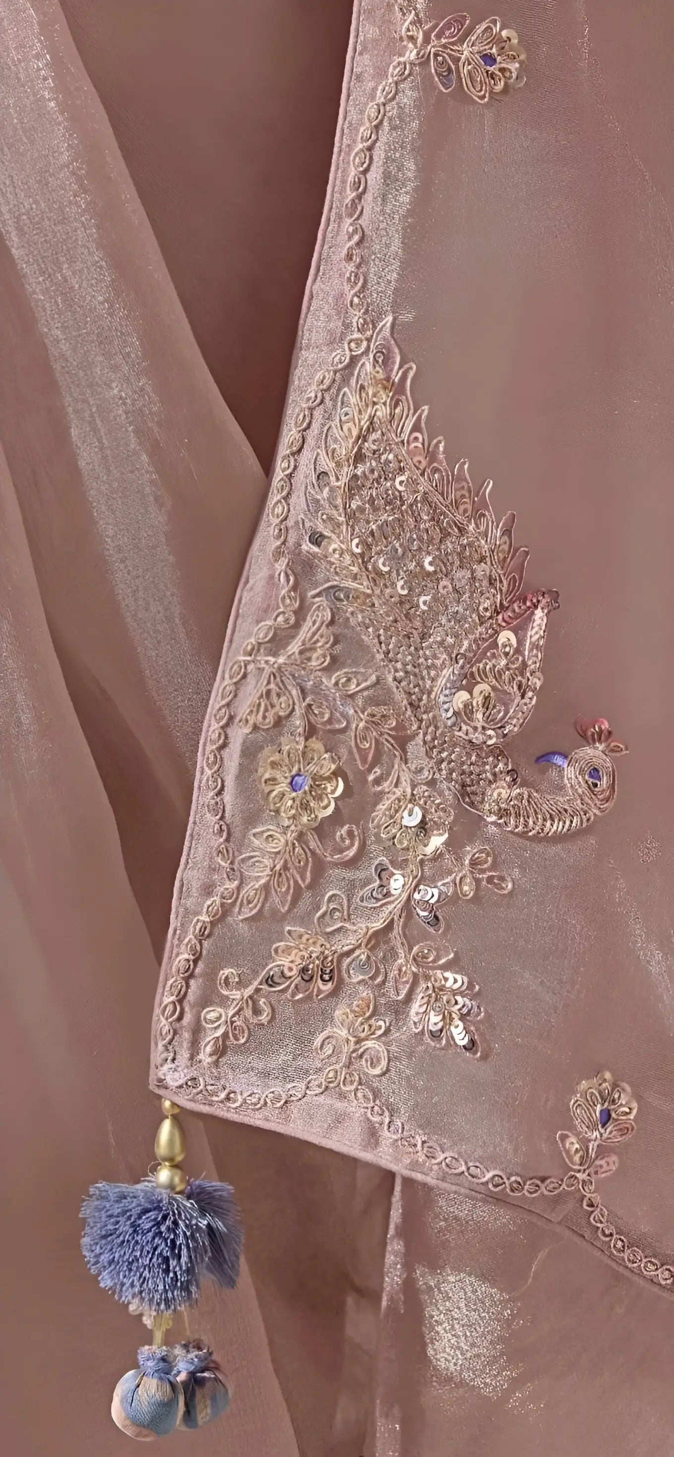 Dusty Rose Soft Silk Embroidered Saree