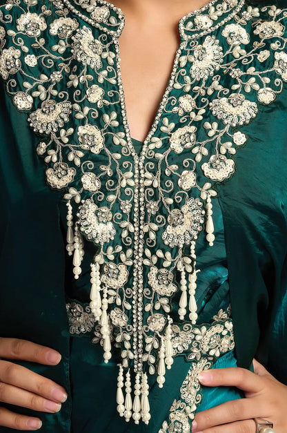 Bottle Green Ready To Wear Saree