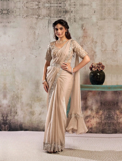 Frosted Peach Ready To Wear Saree