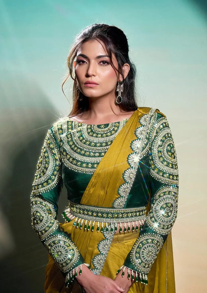 Mustard Yellow Ready To Wear Saree