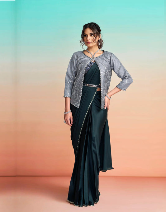 Navy Blue Ready To Wear Saree