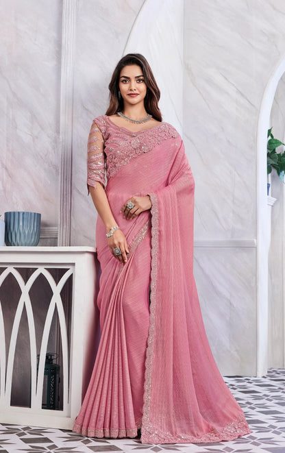 Peach Shimmer Silk Saree