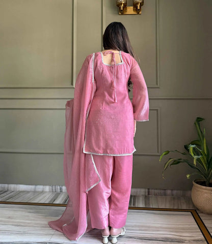 Muted Pink Designer Silk Salwar Suit