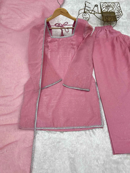 Muted Pink Designer Silk Salwar Suit