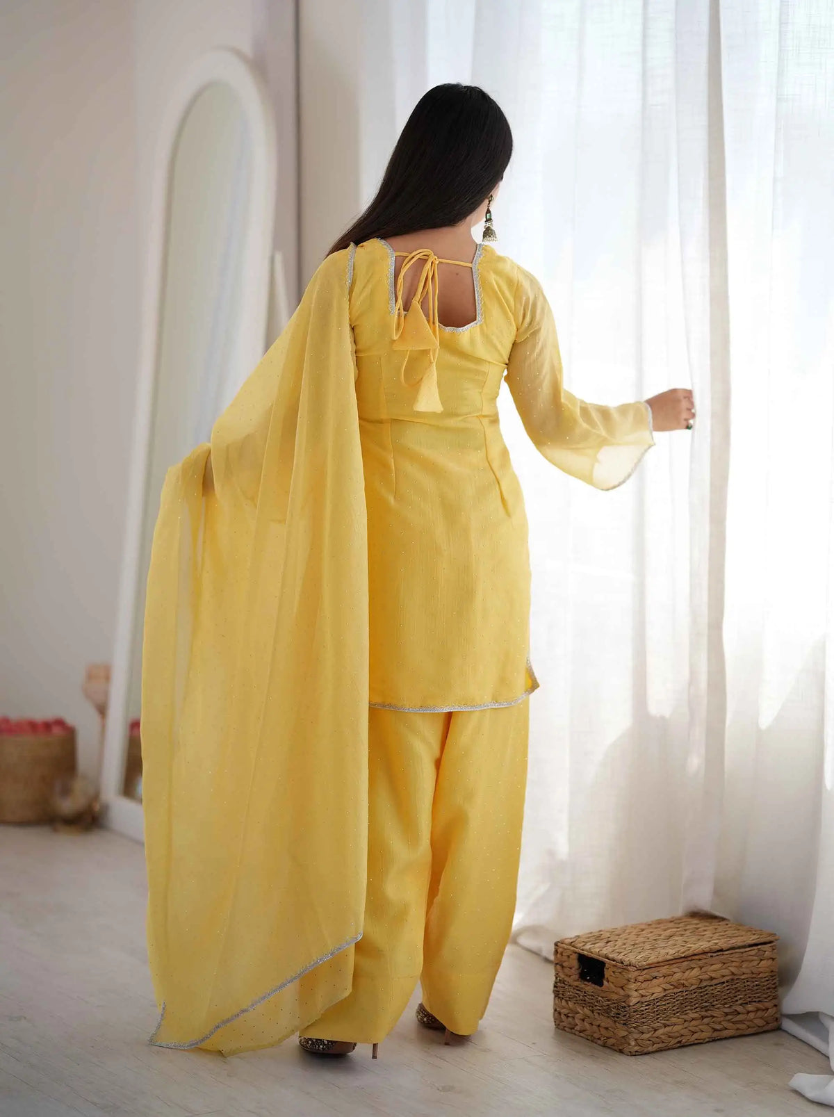 Light Yellow Designer Silk Salwar Suit