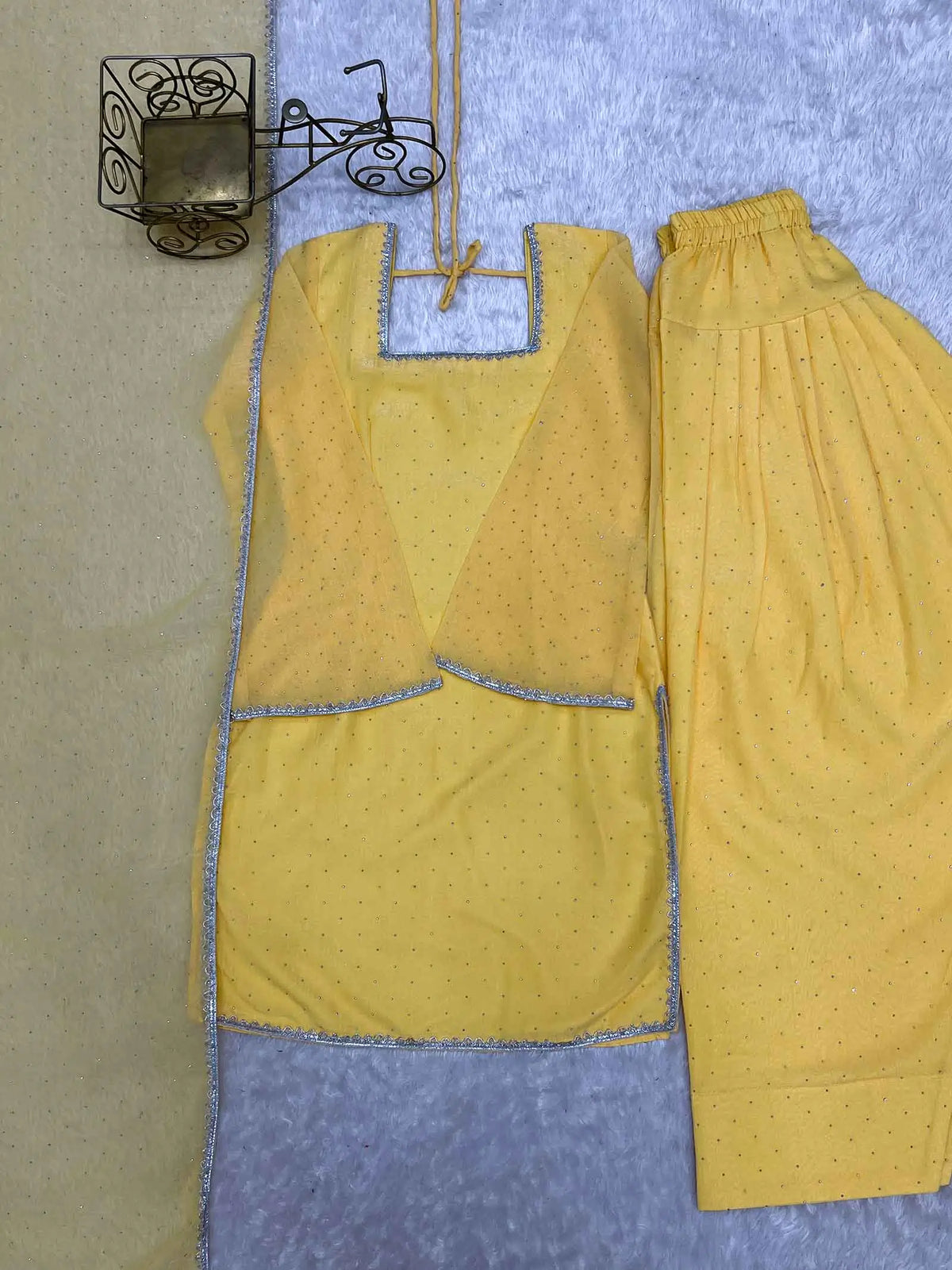 Light Yellow Designer Silk Salwar Suit
