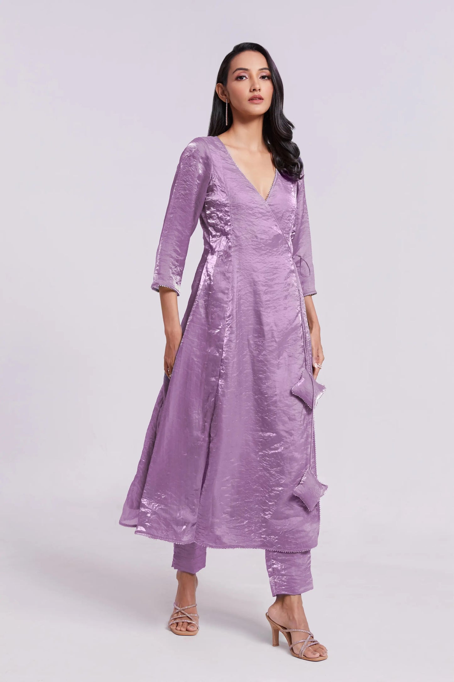 Lilac Purple Pure Organza Salwar Suit