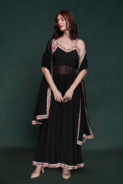 Black Georgette Salwar Suit With Dupatta