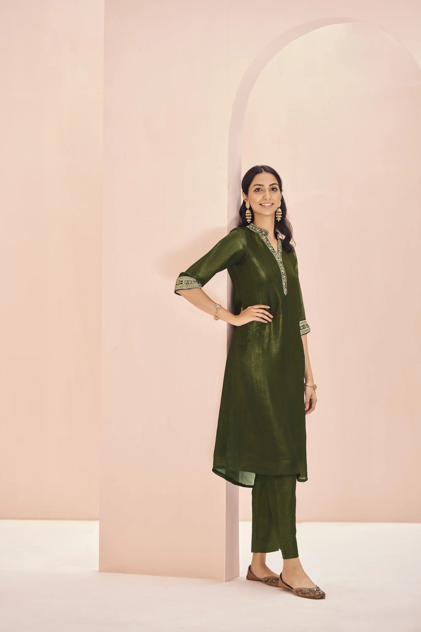 Olive Green Organza Salwar Suit