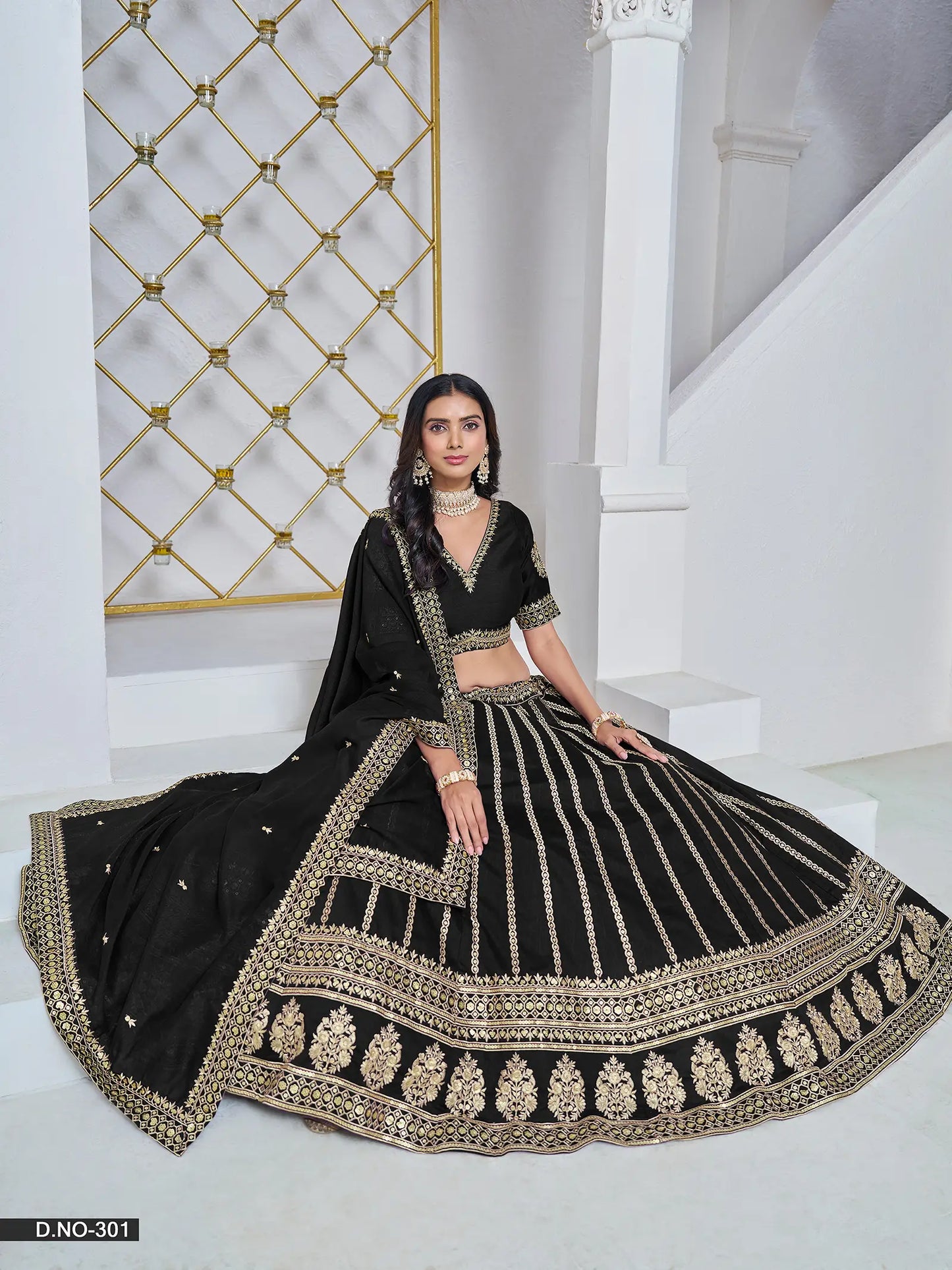 Black Designer Art Silk Lehenga Choli With Thread And Sequins Work