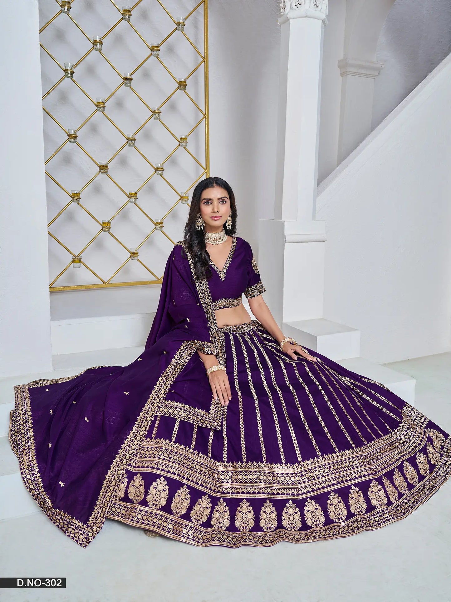 Dark Purple Designer Art Silk Lehenga Choli With Thread And Sequins Work