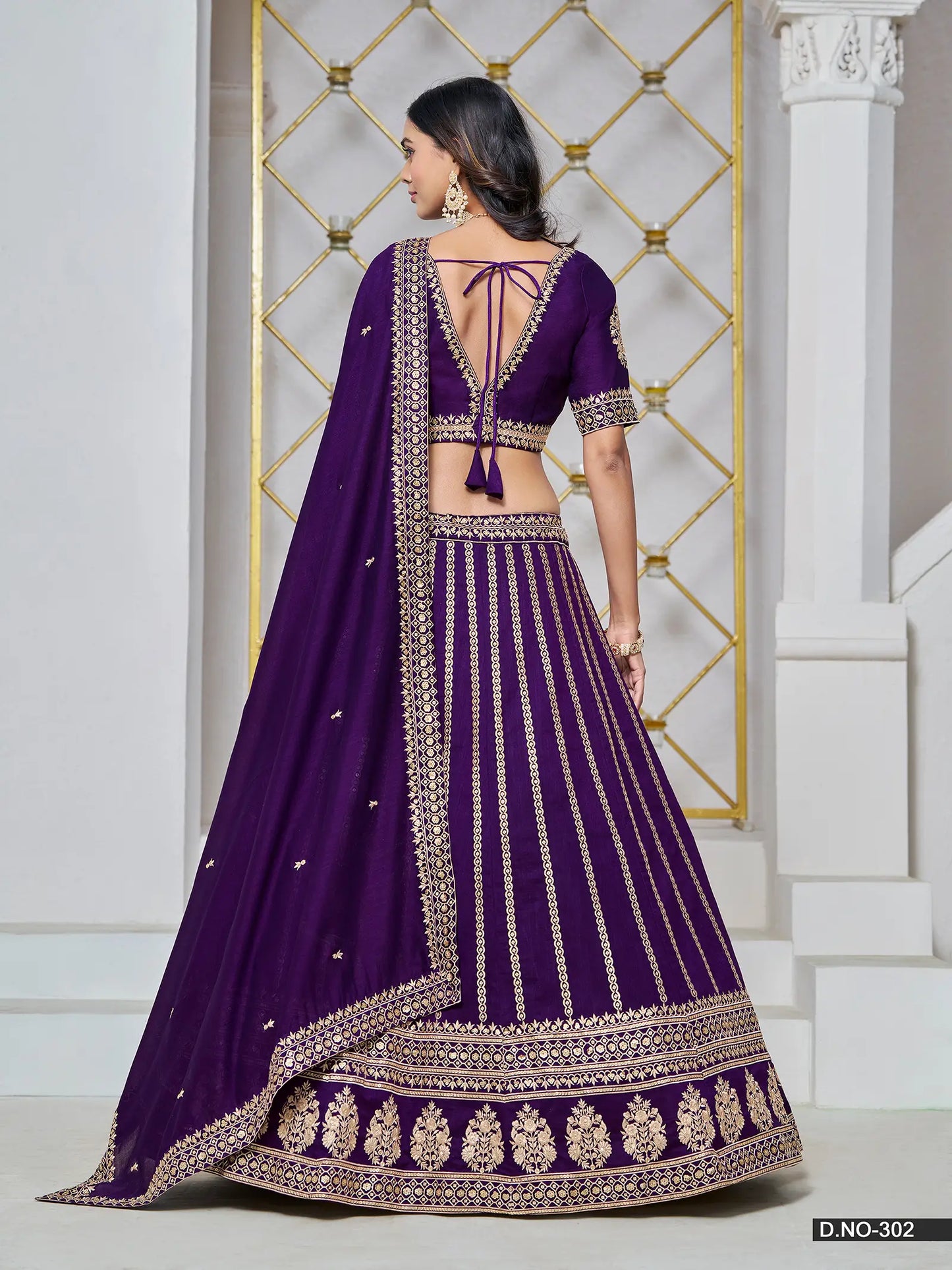 Dark Purple Designer Art Silk Lehenga Choli With Thread And Sequins Work