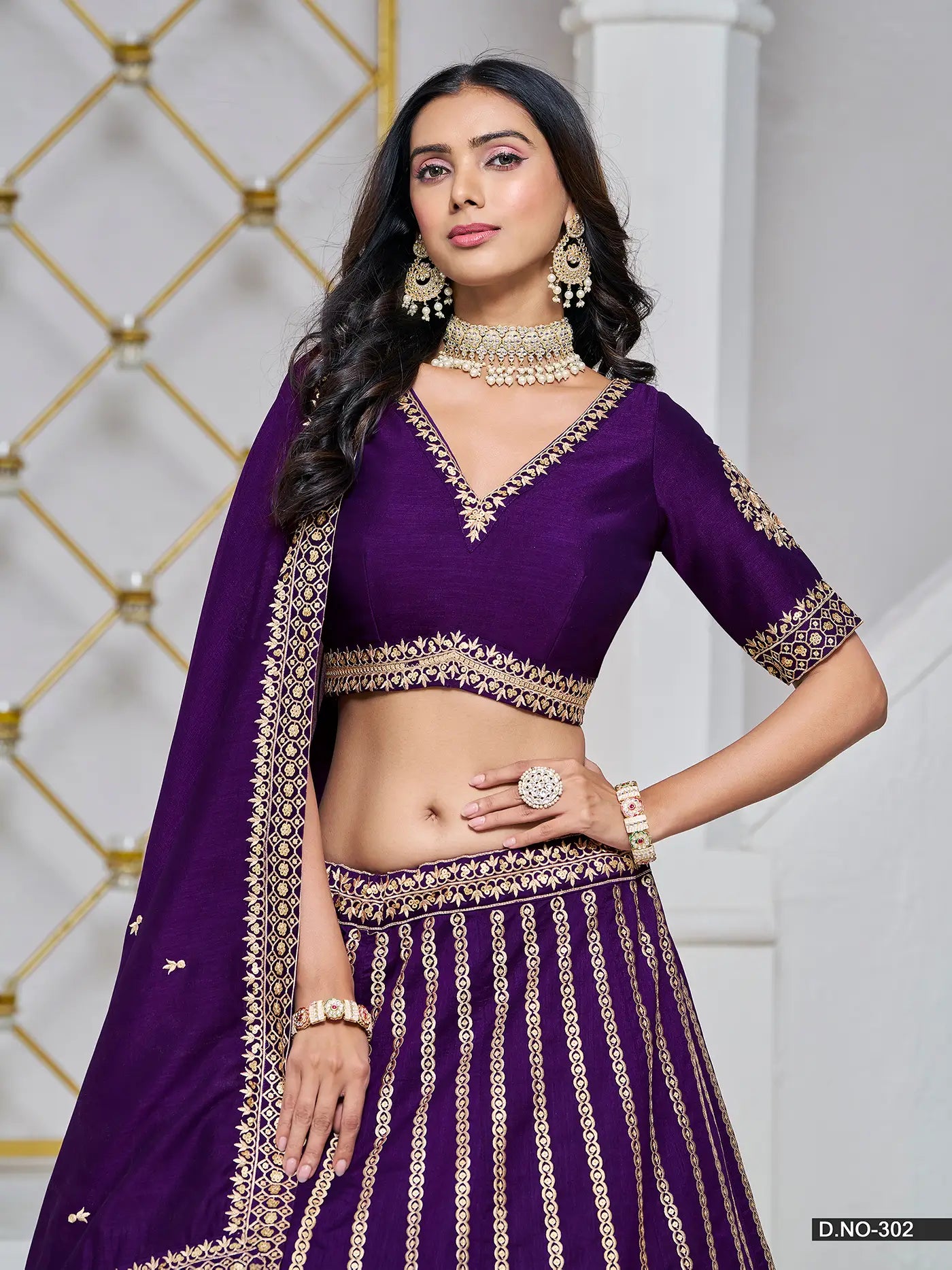 Dark Purple Designer Art Silk Lehenga Choli With Thread And Sequins Work