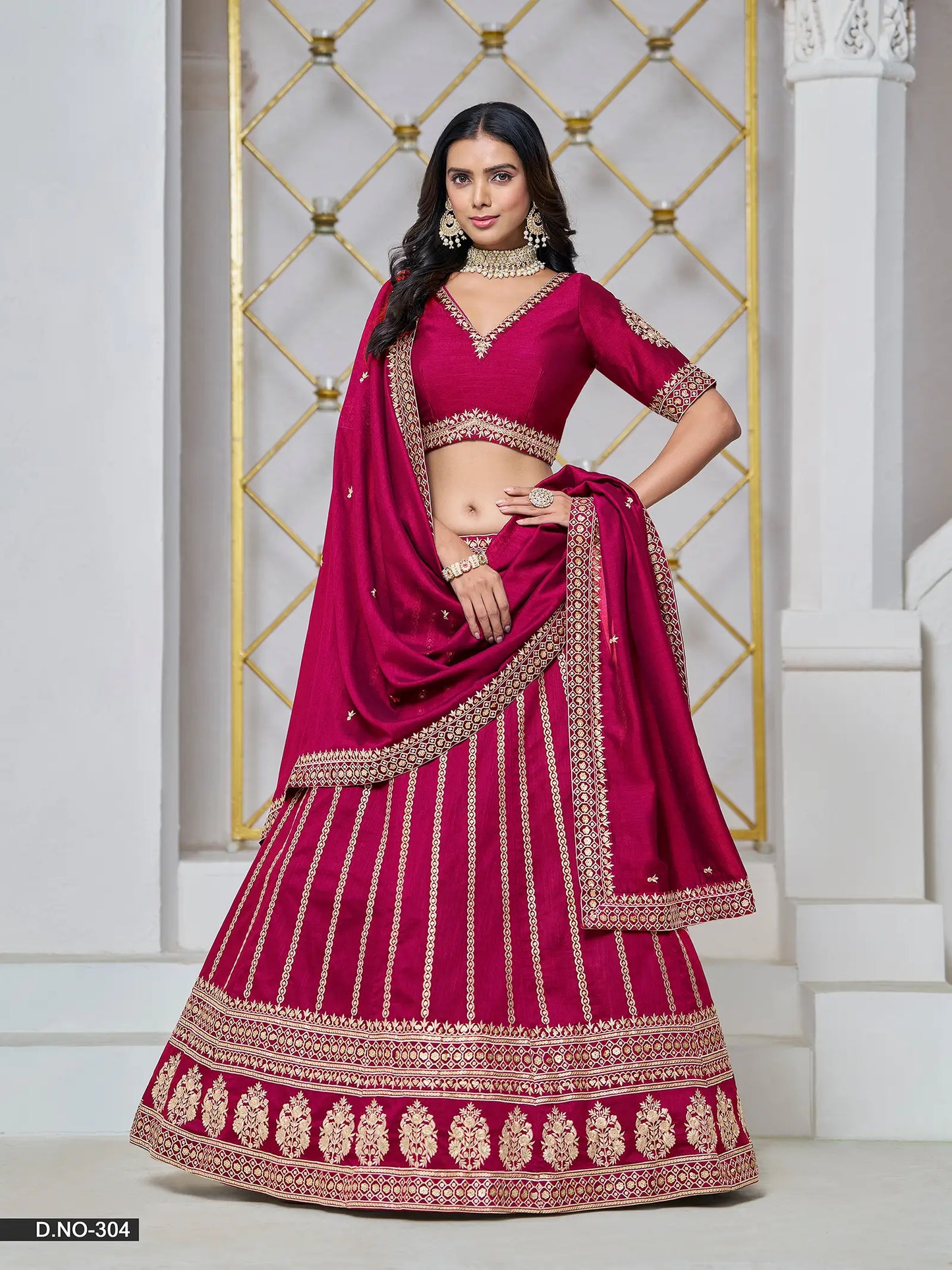 Cherry Pink Designer Art Silk Lehenga Choli With Thread And Sequins Work