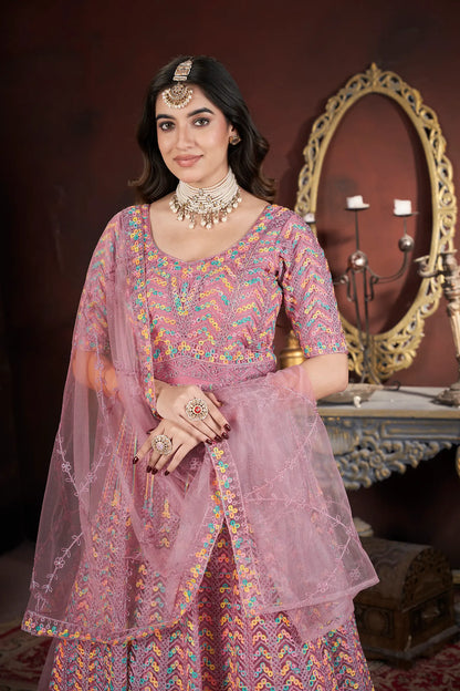 Peach Embroidery and Zarkan Ready To Wear Gown With Dupatta