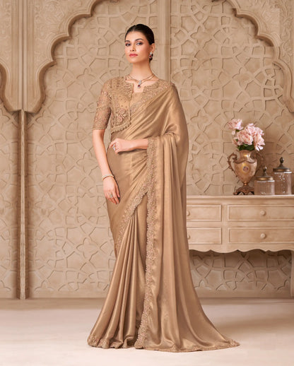 Golden Shimmer Georgette Embroidery Party Wear Jacket Saree