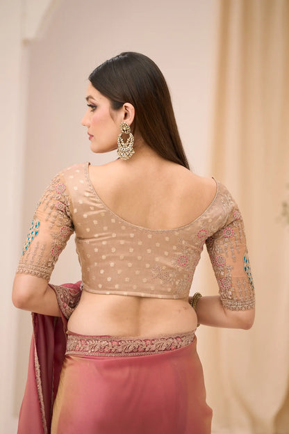 Rose Gold Georgette Party wear Saree