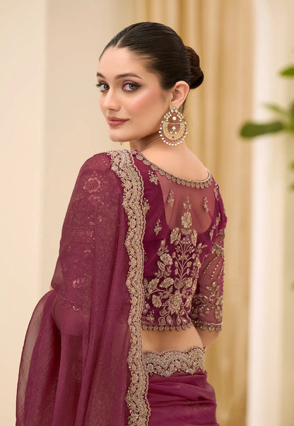 Copper Rust Georgette Party wear Saree