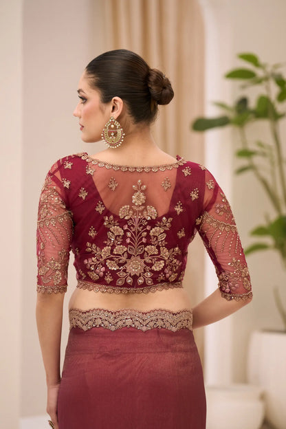 Copper Rust Georgette Party wear Saree