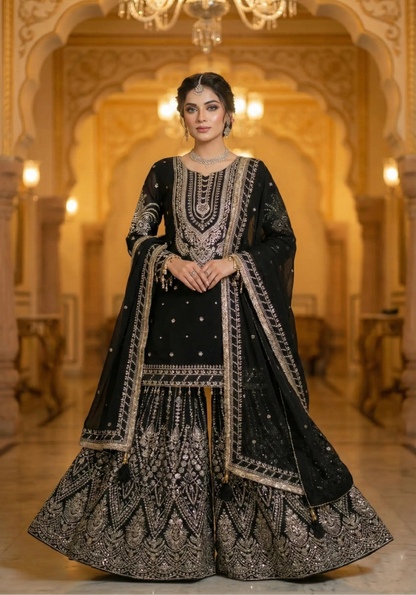 Black georgette Embroidery Salwar Suit