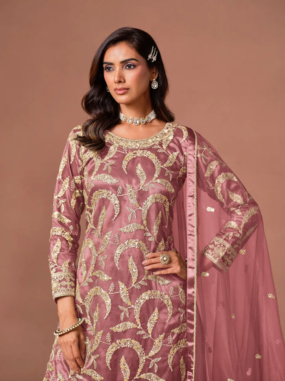 Dusty Pink Embroidered Salwar Suit