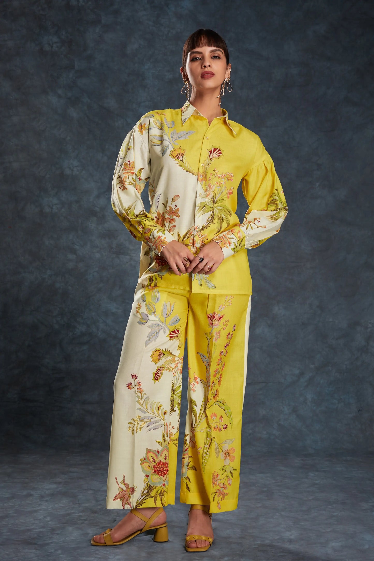 Yellow Printed Linen Co-ord Set