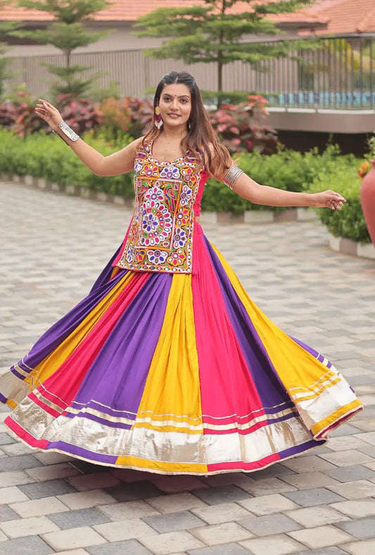 Multi Color Navratri Lehenga Choli With Kuchi Work