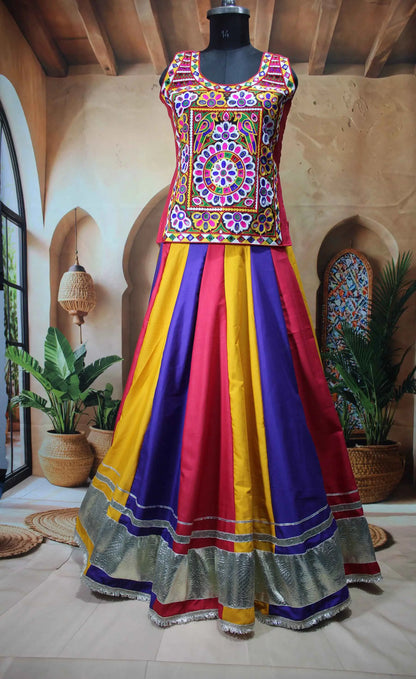 Multi Color Navratri Lehenga Choli With Kuchi Work