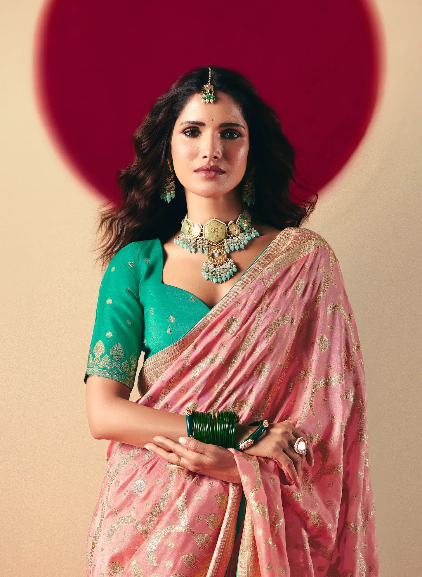 Sweet Pink Viscose Zari Weaving Saree