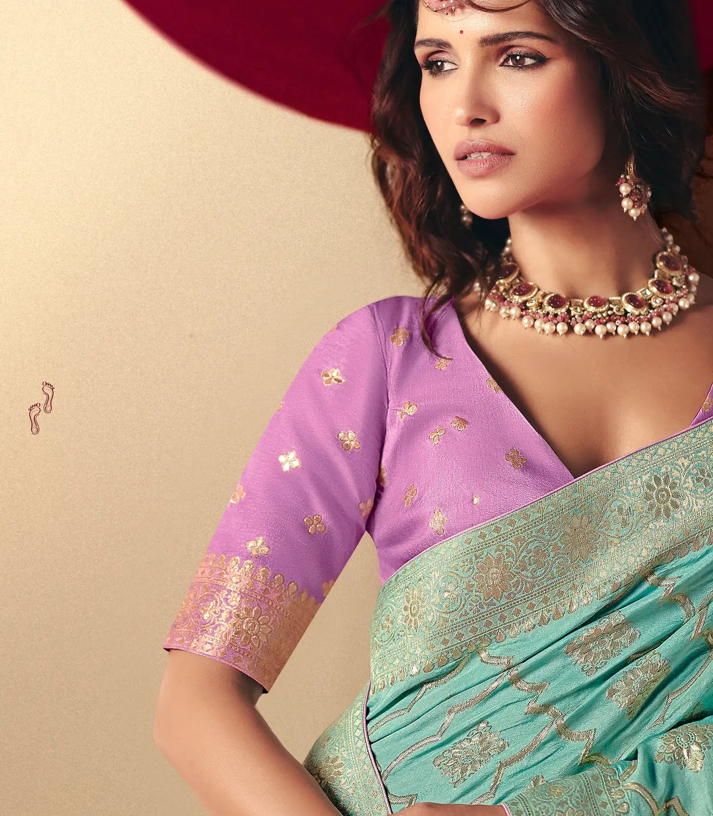 Aqua Blue Viscose Zari Weaving Saree