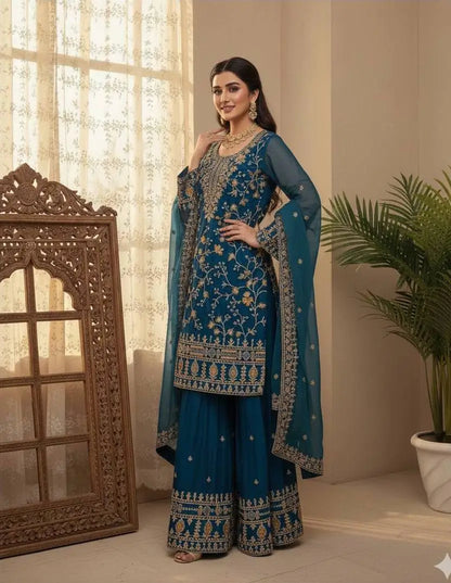 Dark Teal Jimmy Choo Embroidery Salwar Suit