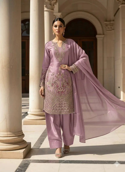 Dusty Pink Jimmy Choo embroidery Salwar Suit