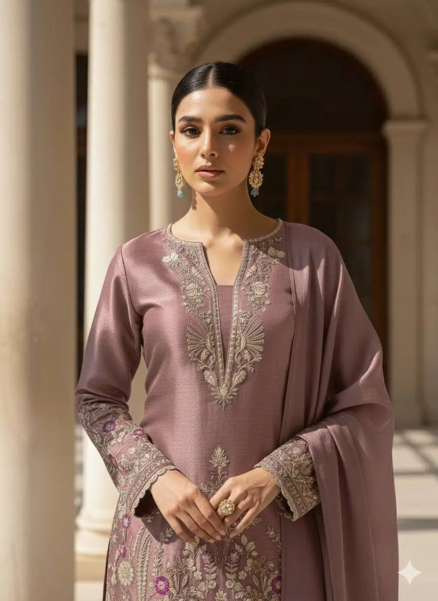 Dusty Pink Jimmy Choo embroidery Salwar Suit