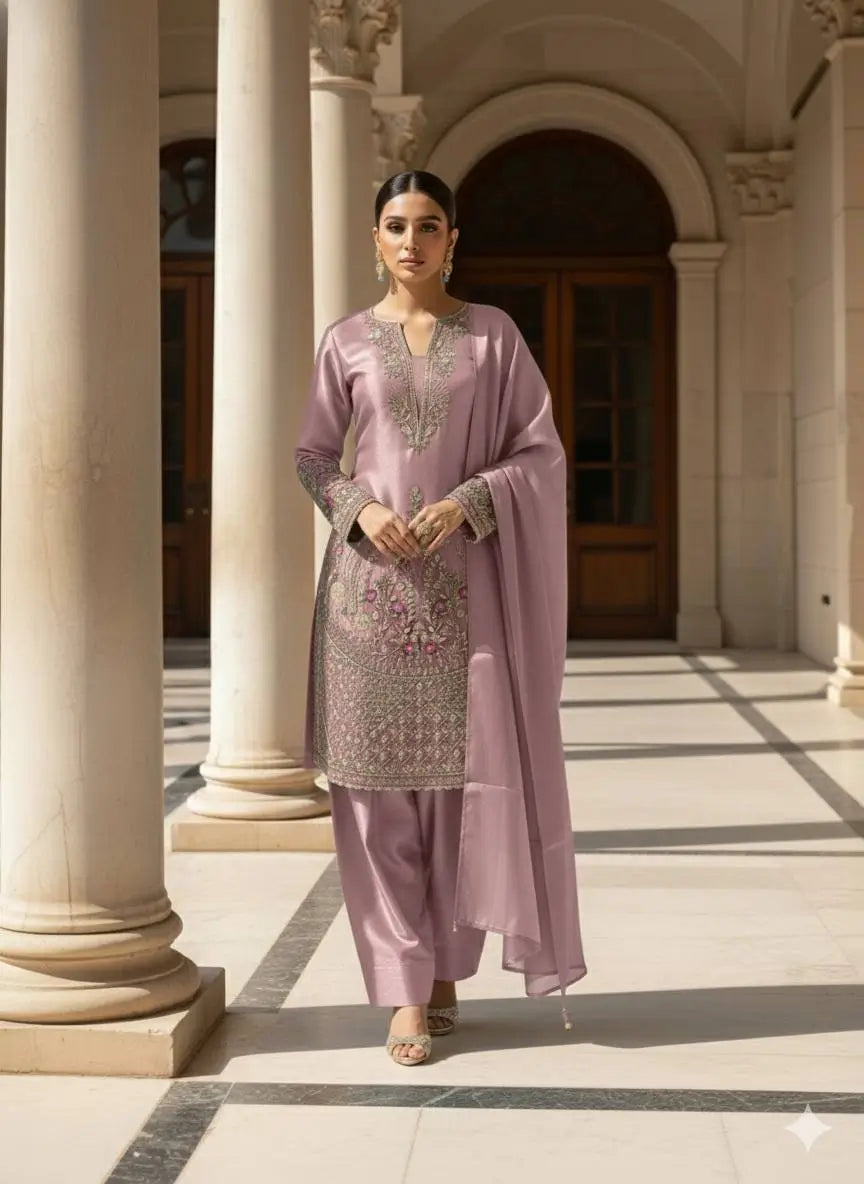 Dusty Pink Jimmy Choo embroidery Salwar Suit