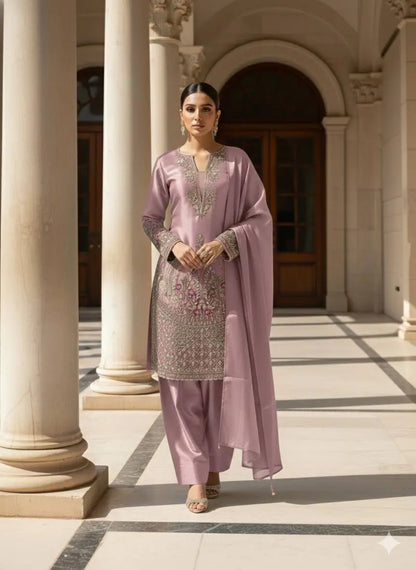 Dusty Pink Jimmy Choo embroidery Salwar Suit