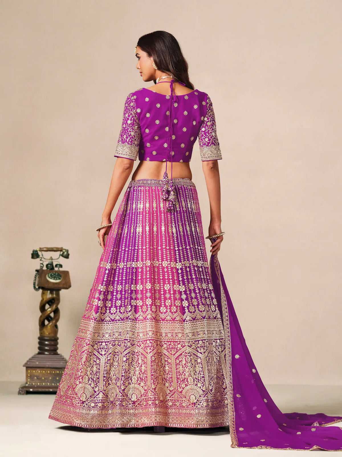 Purple-Pink Embroidered Lehenga Choli