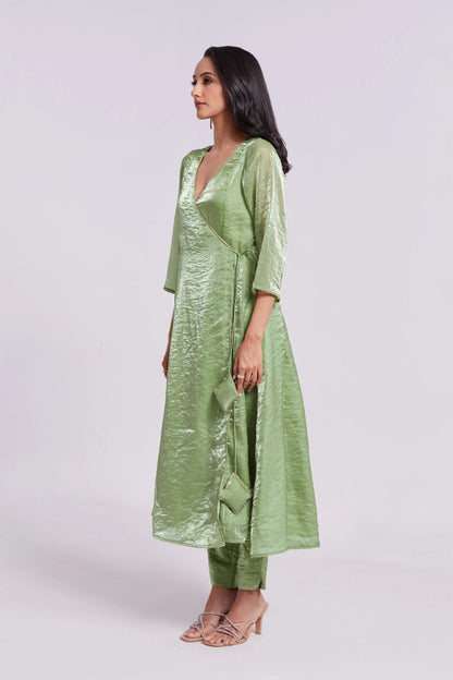 Pista Green Pure Organza Salwar Suit