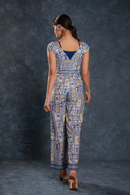 Navy Blue Printed Linen Co-ord Set