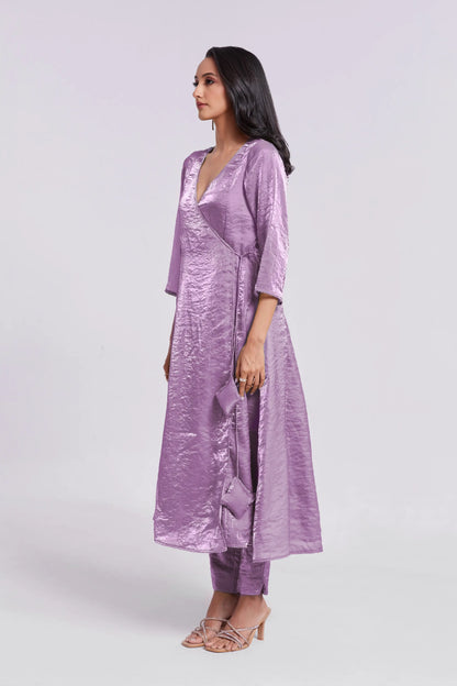 Lilac Purple Pure Organza Salwar Suit