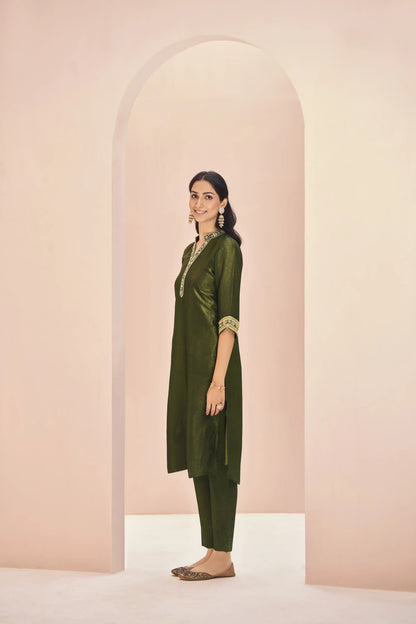 Olive Green Organza Salwar Suit