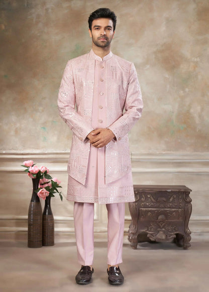 Oyster Pink Sequins Embroidery Indo Western