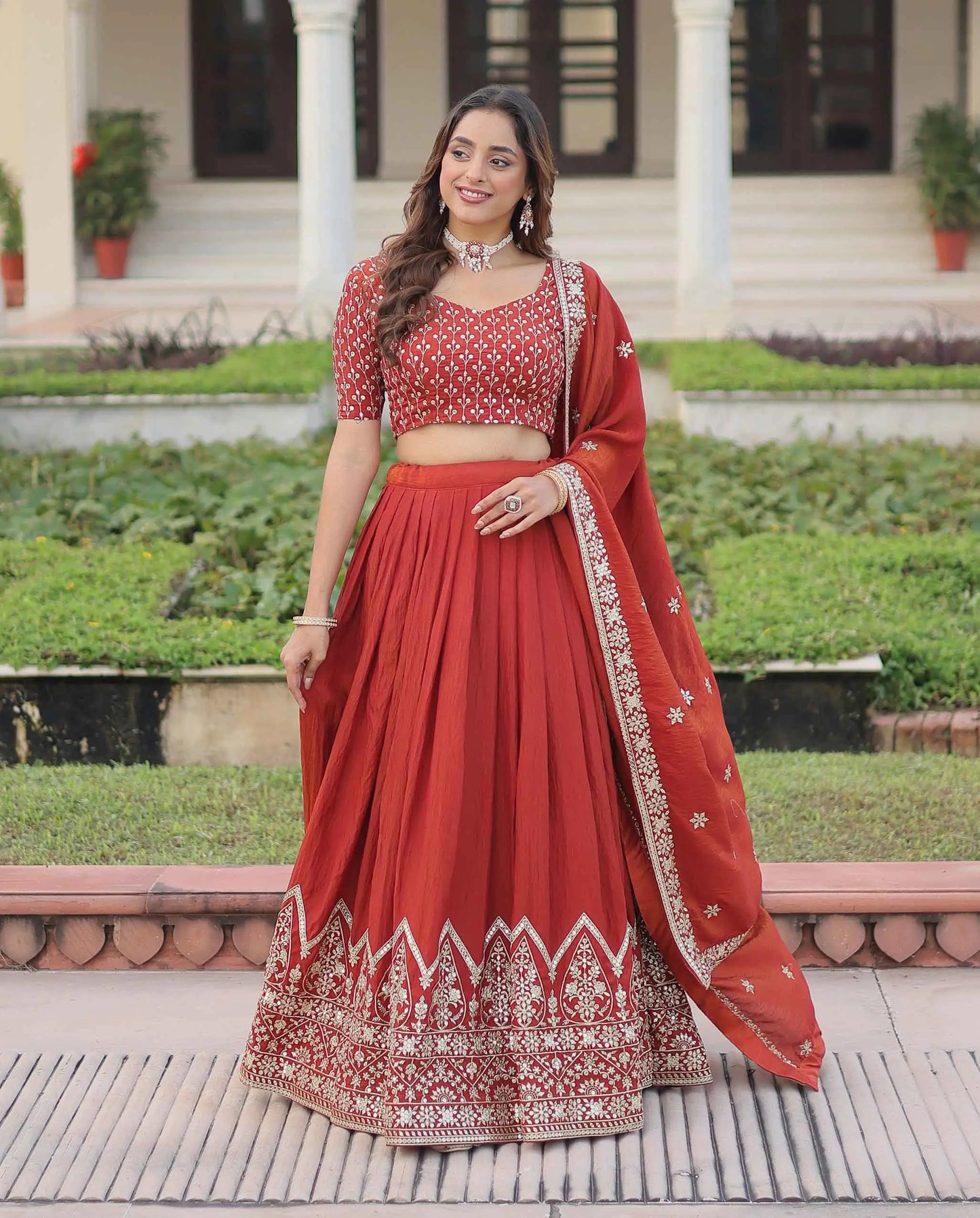 Red Sequins Embroidery Work Lehenga Choli