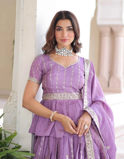 Lavender Sequins Embroidery Lehenga Choli